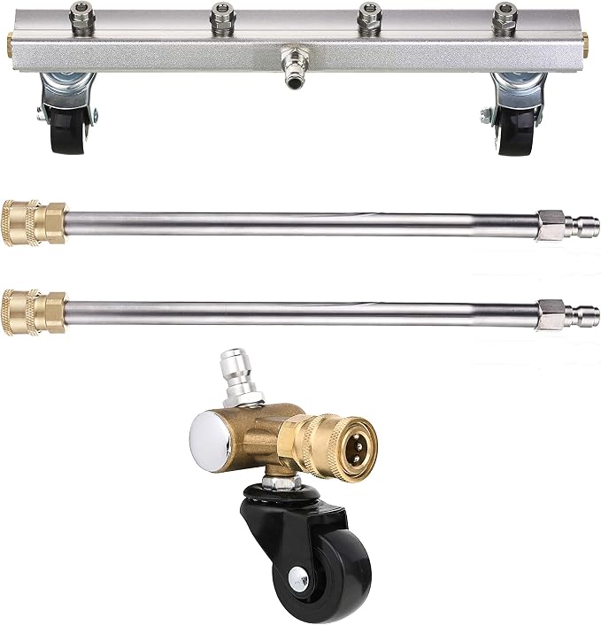 M MINGLE Pressure Washer Undercarriage Cleaner with Swivel Wheel, 4000 PSI | 13 Inch Under Car Washer with 2 Extension Wands, Eliminate Car Underbody Dirt & Oil, Easy to Use and Assemble