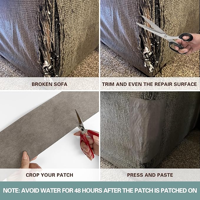 Velvet Repair Patch, Self-Adhesive Flannel Fabric Patch, Multi Colors, Microfiber Patch，Can be Used to Patch Sofas, Car Seats, Handbags, Jacket Holes and Tears (Khaki Grey)