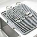 EBIGIC Silicone Dish Drying Mat,15.7"*13"Dish Drying Pad,Kitchen Accessories,with Built-In and Non-Slip Drain,Easy Clean, Fit for Kitchen, Bar, RV, Refrigerator and Drawer Liner, Grey