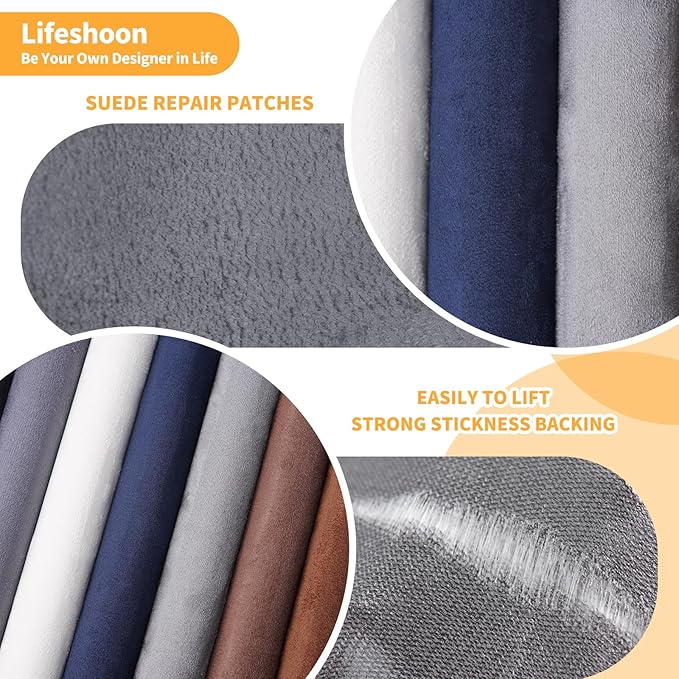 Fabric Repair Patches, Self-Adhesive Suede Patches Tape Durable, DIY Large Fabric Repair for Sofa, Couches, Furniture, Chair, Clothing （3.5X79 Inch, Black）
