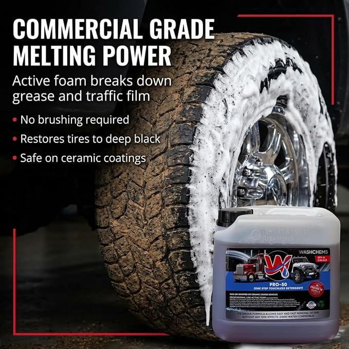 Wash Chems Pro50 Foam Cannon Car Wash - Touchless Detergent Soap - 1.06 Gal | Commercial Grade Auto Foam Cleaner, Car Wash Equipment Pressure Washer Soap, Concentrate Foam Cannon for Trucks & Tractors