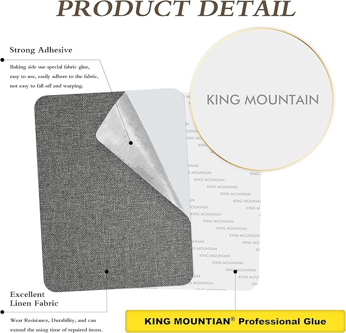 Fine Linen Repair Patches, Self-Adhesive Fabric Patches, 8X11 Inch 2 PCS, Multi Color, for Sofa and Clothes Repair (8" x 11"-2PCS, Medium Grey 1.0)