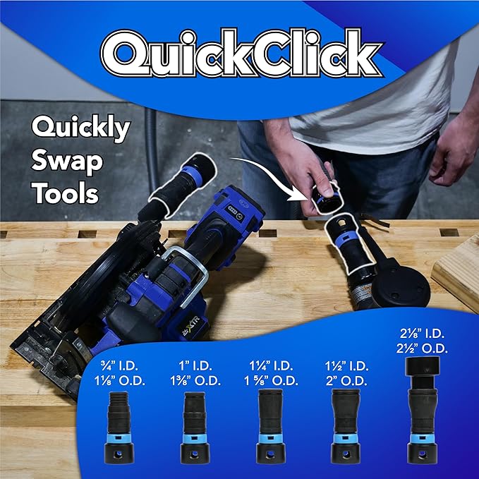 Cen-Tec Systems 95292 30 Ft. Home and Shop Vacuum Hose with Expanded Multi-Brand Power Tool Dust Collection Adapter Set and Full Attachment Kit, Black, 30 Ft. Hose