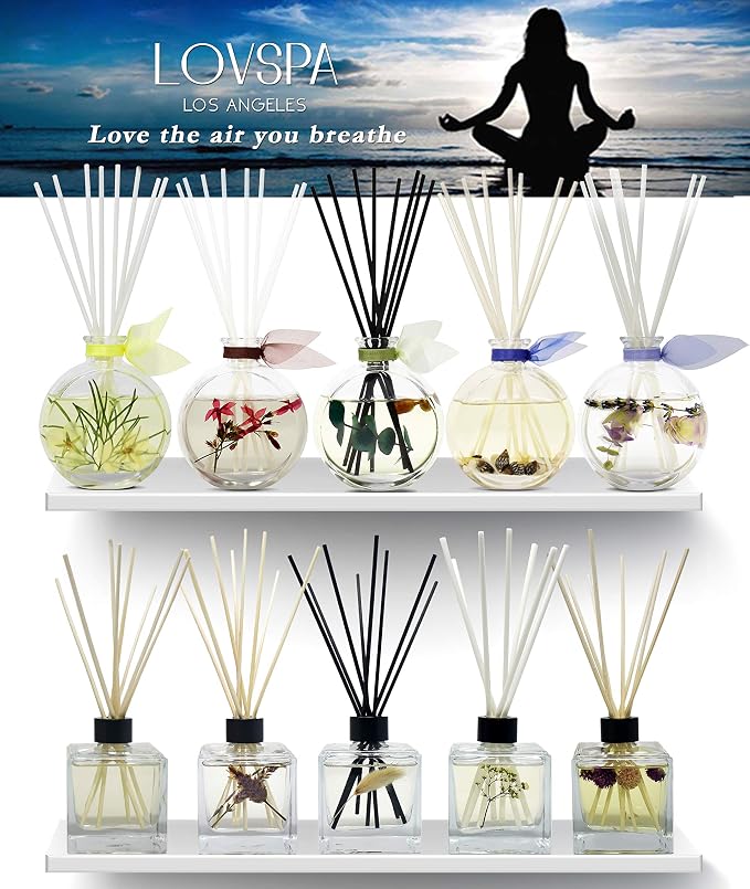 Reed Diffuser Set - Euphoria Luxe Linen Scented Diffuser with Sticks | Home Fragrance Reed Diffuser for Bedroom, Bathroom Shelf Décor, Beautiful Sparkly Gems in the Bottle - Made in the USA