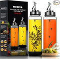 Glass Olive Oil Dispenser Bottle for Kitchen Shatterproof & Leakproof Oil and Vinegar Dispenser Set with Stainless Steel Spout & Rubber Bottom 17 oz Olive Oil Bottle for Cooking, Set of 2