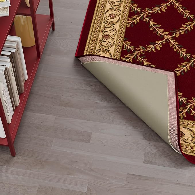 Ottomanson 2'7" x 10' Non-Slip Rug Pad Gripper 1/12 Inch Ultra Thin Dual Surface Felt + Rubber Gripper - Safe for All Floors, Cream