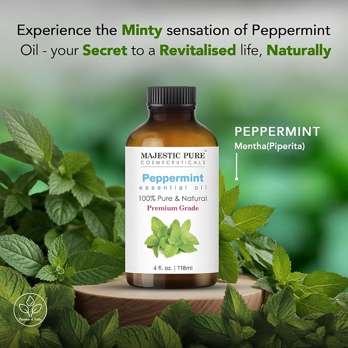 Majestic Pure Peppermint Essential Oil for Diffuser - 4 Fl Oz (Pack of 2) | 100% Natural Essentials Oils for home fragrance, diffuser use, massage, DIY candles, DIY soaps, Aromatherapy