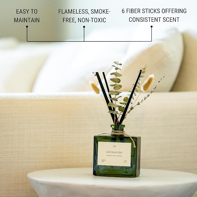 Craft & Kin Premium White Peony & Tuberose Reed Diffuser with Dried Flowers – 5 oz Essential Oil Diffuser for Home & Bathroom – Long-Lasting Fragrance Diffuser Sticks – Room Decor Air Freshener