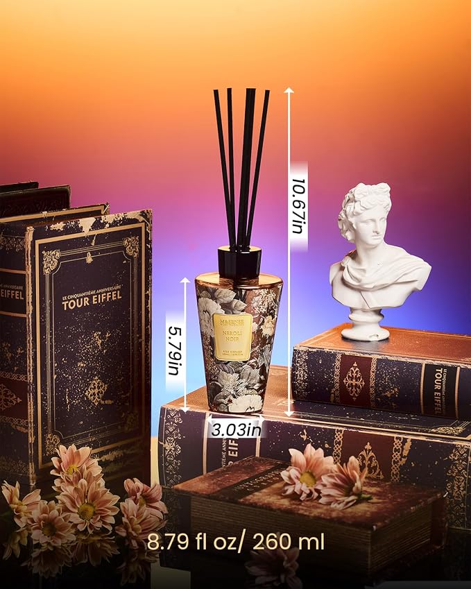 M&SENSE Reed Diffuser Set, Neroli Noir, 8.79 oz Natural Essential Oil | Non-Toxic Organic, Long-Lasting Fragrance, Ideal for Living Room, Entryway, Gifts for Women