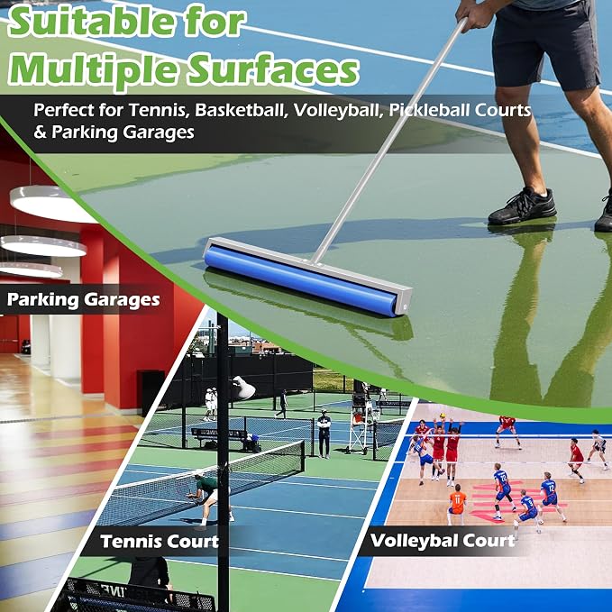 Tennis Court Squeegee, 38'' Foam Tennis Roller for Quick Clearing, Silver | Quick Water Removal, Lightweight, PVA Tennis Foam Sponge Roller