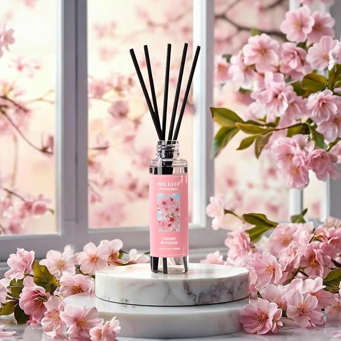 Reed Diffuser Oil Refill/Cherry Blossom/3.38 oz/1 Pack/Air Freshener & Aromatherapy Essential Oil Blend for Home Fragrance – Scented Refill Oil for Bathroom, Bedroom & Home Decor