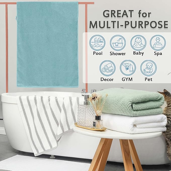 VOOVA & MOVAS Hunter Green Bath Towels, Bath Towels Set of 4, Large 30" x 56" - 100% Cotton | Quick Dry | Thick | Soft | Absorbent, Light Weight Shower Towels, Luxury Towel Gift Set