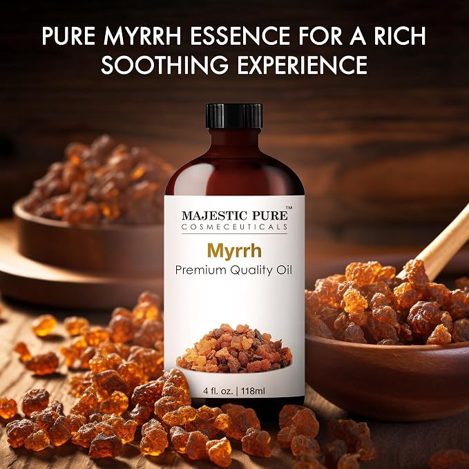 Majestic Pure Myrrh Essential Oil for Diffuser - 4 Fl Oz | 100% Natural Tea Tree Oil for diffuser blends, candle making, wax melts, soap making, massage, Air Freshening