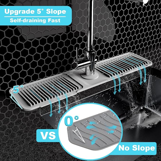 Folding sink splash guard behind faucet-faucet mat for kitchen sink-silicone kitchen faucet mat-faucet draining mat of sink accessories with button lock