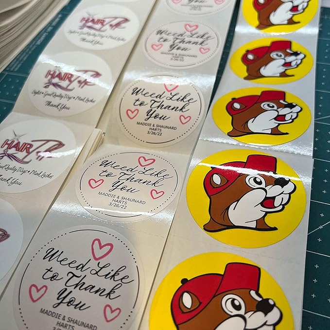 150 Custom Circle/Square BOPP Roll Labels- Personalized Stickers for Business Logo, Party, Wedding Favor, Baby Shower-Any Design Text + Image, Matte/Gloss Finish (3 * 2 Inch)