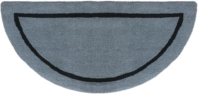COTTON CRAFT Pure Wool Fireplace Rug - 22x44 inch Charcoal Grey Hearth Rug | Fire Resistant Hand Tufted Accent Carpet - Half Moon Shaped - Entryway Anti Fatigue Rug