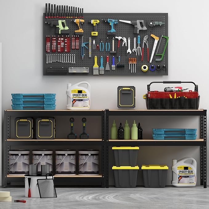 PrimeZone 3 Pack Storage Shelves 48" x 24" x 72", 5 Tier Adjustable Garage Storage Shelving, Heavy Duty Metal Storage Utility Rack Shelf Unit for Warehouse Pantry Closet Kitchen, Black