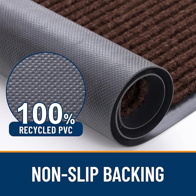 OLANLY Front Door Mat Indoor Outdoor Entrance, Waterproof Heavy Duty Doormat, Fade Resistant, Low Profile, Easy Clean Patio Porch Welcome Floor Mats for Entry, 47x32, Brown