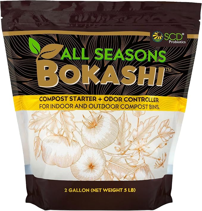 Bokashi Compost Starter, Accelerator, Odor Reducer - 5 lb | Fermented Wheat Bran, Reduces Odor, Absorbs Moisture, Compost Accelerator, For Kitchen Compost Bins, Trash Cans, Diaper Pails