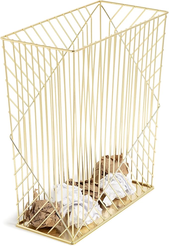 U Brands Metal Trash Can, Vena Collection, 6 Gallon Capacity, Gold (3232U02-06)