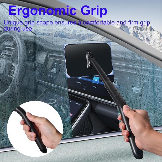 Windshield Cleaner Tool, Windshield Cleaning Wand Auto Window Cleaner Kit with Detachable Handle, 4 Microfiber Velcro Stick Pads and 1 Spray Bottle, Glass Wiper Kit for Windshield,Trucks,SUVs,RVs,Home