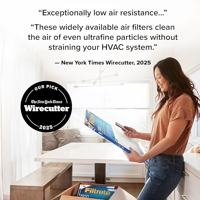 Filtrete 12x12x1 AC Furnace Air Filter, MERV 13, MPR 1900, Premium Allergen, Bacteria & Virus Filter, 3-Month Pleated 1-Inch Electrostatic Air Cleaning Filter, 6-Pack (Actual Size 11.81x11.81x0.78 in)