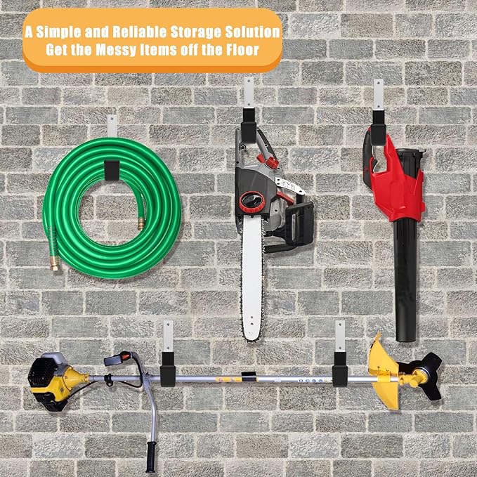 Heavy Duty Utility Hooks - Wall Mount, Hooks for Garage, Hose, Bike, Ladder, Leaf Blower Hanger (6 Medium)
