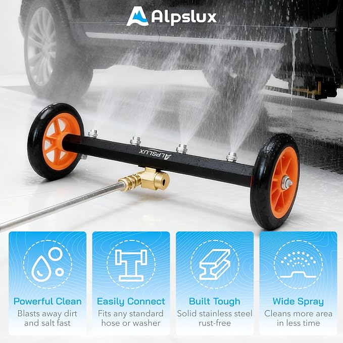 Pressure Washer Accessories Undercarriage Pressure Washer, Undercarriage Cleaner Attachment, 16 Inch Water Broom, Pressure Washer Under Car Cleaner with 3 Extension Wands, 4000 PSI