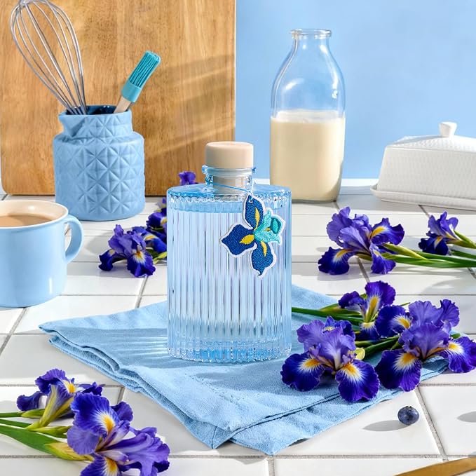 Reed Diffuser, Blue Iris Scent Flower Diffuser, 6.09 fl oz | 8 Reeds, Long-Lasting Home Fragrance, Bathroom Bedroom Shelf Decor & Gifts