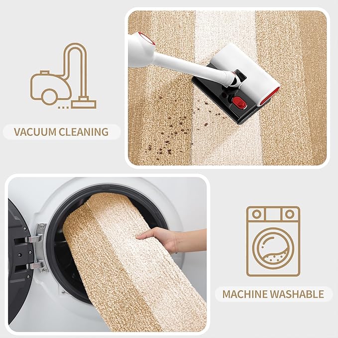 Kitinjoy Indoor Outdoor Door Mat, 47x24 Non-Slip Absorbent Dirt Trapper, Low-Profile Washable Inside Entrance Front Floor Mat, Sturdy Soft Entry Doormats for Entryway, Beige