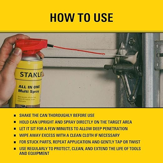 Stanley T240 Corrosion Inhibitor Spray - Rust Remover&Cleaner Aerosol - Versatile Rust Prevention Spray for Garage, RV, Woodworking, Power Tools - 11 Oz, 1 Pack