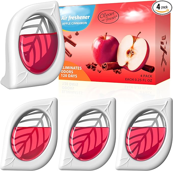 Air Freshener for Home, 4 Pack, Apple Cinnamon, Odor Eliminator for Small Area Closets Bathroom Pets Strong Odor, Up to 120 Days