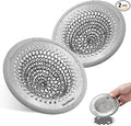 TRAPMATE Shower Drain Cover, 2PCS Prevent Clogging Shower Drain Hair Catcher, Non-Slip Stainless Steel Drain Protector, Patented Bathroom Accessory for US Standard Flat Drains of Bathroom