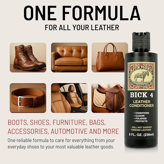 Bick 4 Leather Conditioner & Cleaner, Won't Darken Boots, Couch, Bags 16 oz | Made in USA, For Shoes, Furniture, Jackets, Auto Interiors, Apparel & Accessories