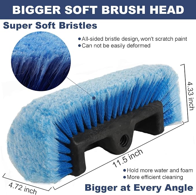 Car Wash Brush with Long Handle for Car Truck Boat RV SUV Washing (Blue, 54")