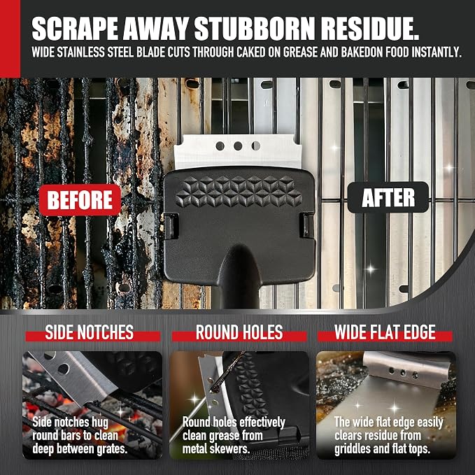 Qetumst Grill Brush Bristle Free with Collapsible Bucket, Steam BBQ Cleaning Kit & 3 in 1 Scraper, Extra Replaceable Head, Safe Outdoor Accessories for Cast Iron, Porcelain Grates
