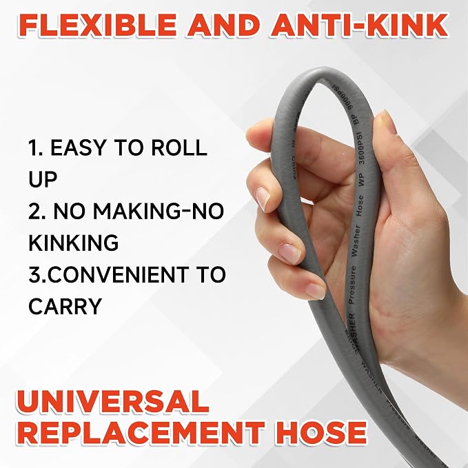 RIDGE WASHER Pressure Washer Hose, 100FT, 1/4 Inch, M22 14 Fitting | Kink Resistant, 3600 PSI, Compatible with Most Pressure Washer Accessories