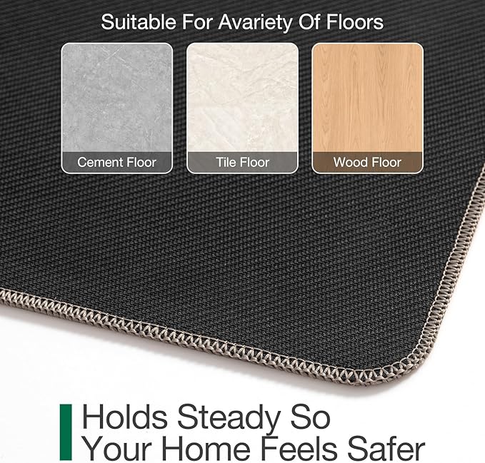 LUMI Ultra Thin Door Mat for Entryway,48"x72" Low Profile Non Slip Rubber Backing Indoor Doormat, Easy Clean Welcome Entrance Mat for Inside House, Patio, Beige