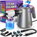 Handheld Steam Cleaner for Home, Steamer for Cleaning Purple | Upholstery Bed Furniture Couch Carpet Car Pressurized Multi Purpose 14 Accessories & Safety Lock, Small Container for Grease