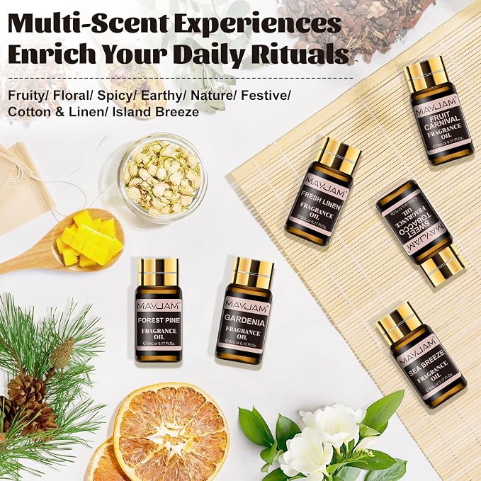 MAYJAM Essential Oils Set - Fragrance Oil for Diffuser Soap Candle Making | Long Lasting Scents Diffuser Oil for Home Office Yoga, Unique Gift Set for Families and Friends - 20x5ml