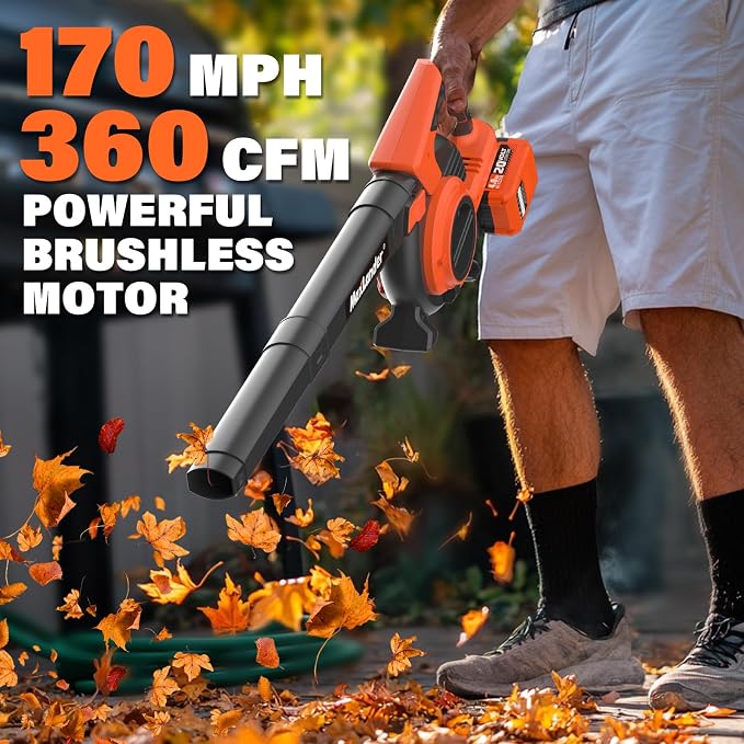 MAXLANDER Cordless Leaf Blower Vacuum Mulcher, 3-in-1 Leaf Vacuum with Bag | Brushless Battery Powered 40V 170MPH 360CFM Leaf Blowers for Lawn Care, 5-Speeds Dial, 2x4.0Ah Battery & Charger Included