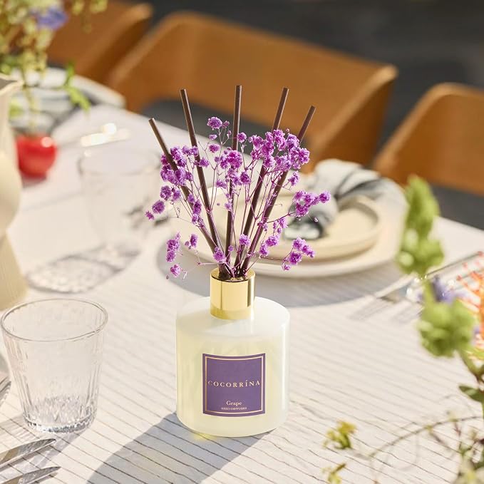 Reed Diffuser - Grape 6.7 fl oz Reed Diffuser with Sticks, Home Bedrrom Bathroom Shelf Decor