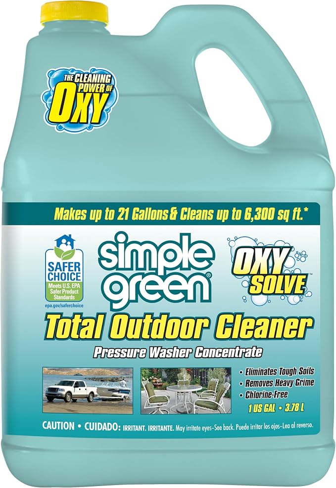 Simple Green Oxy Solve Total Outdoor Cleaner Concentrate, Pressure Washer & Manual Use, EPA Safer Choice Certified, Peroxide Cleaner for Wood, Concrete, Vinyl & More