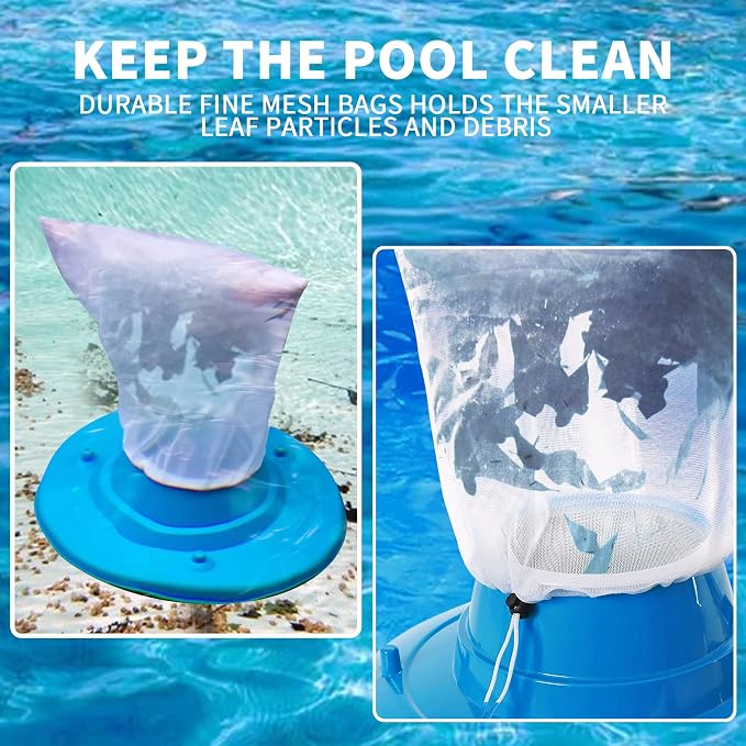 6Pack 24 * 16'' Pool Fine Mesh Filter Bags for Leaf Vacuum Pool Cleaners,Pool Vacuum Net Bag Replacement Bag with Pull & Lock Cord,Universal Fit,Holds Leaves,Debris