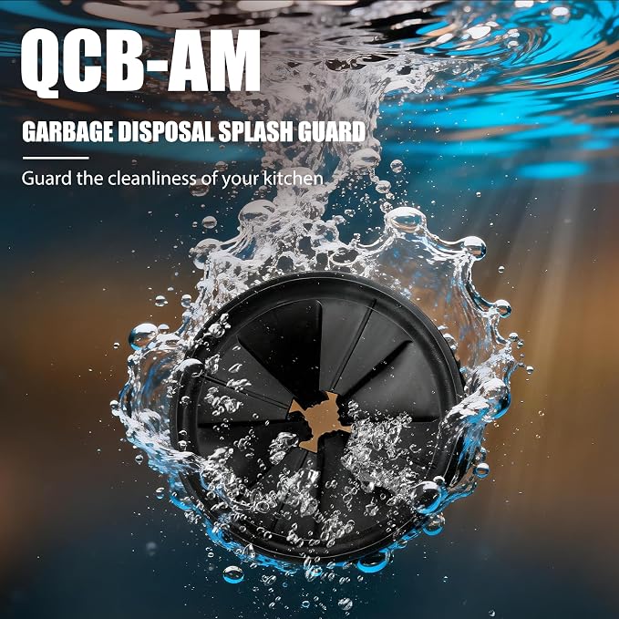 3 3/8" Garbage Disposal Splash Guard, QCB-AM Sink Baffle Replacement for InSinkErator Evolution Series, Upgraded Removable Quiet Collar Drain Plugs, Garbage Disposer Accessories, Black