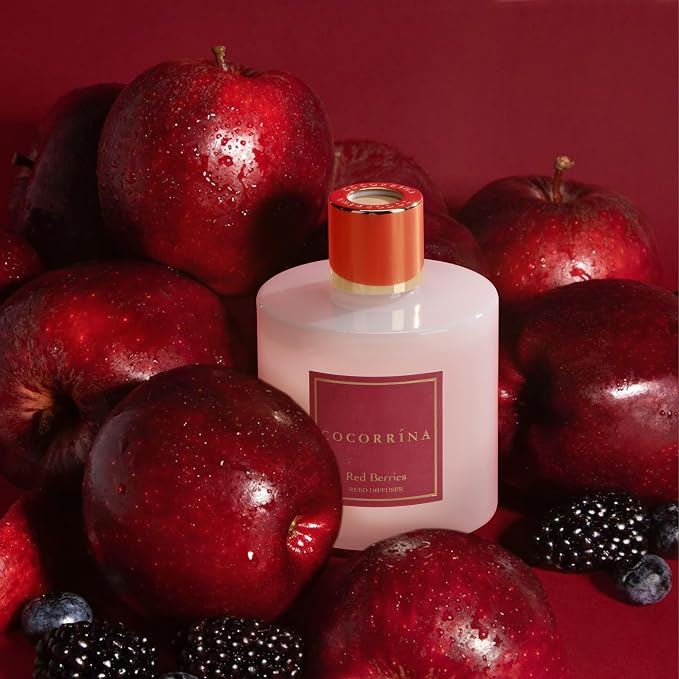 Reed Diffuser - Red Berries 6.7 fl oz Reed Diffuser with Sticks, Home Bedrrom Bathroom Shelf Decor
