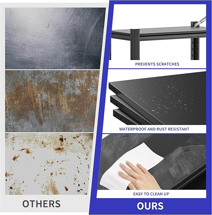 78" H 47.2" Wide 3 Pieces Garage Shelving, Thickened Heavy Duty Metal Adjustable Shelves, Storage Rack, Industrial Tool Shelf for Basement Metro