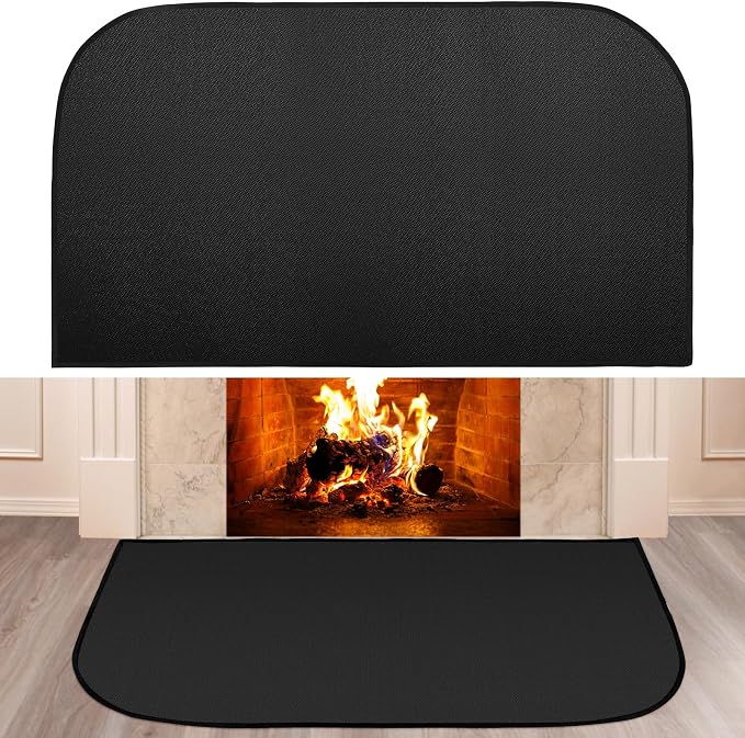 INNO STAGE Fireplace Rugs Blanket Fire Resistant 24 X 42 X 0.04 Inch | D Shape, Fire-proof Hearth Mat Carpet, Protector in Front of Stove, Decks, Indoor, Outdoor, Fire Pit, Grill&Floor