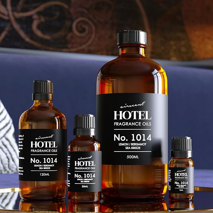 AirScent Hotel Diffuser Oil No. 1014 - Iconic 5-Star Hotel Blend - 30 mL | Lemon Bergamot Sea Breeze - Coastal Blend - Fragrance Oil for Ultrasonic and Waterless Diffusers and Crafting