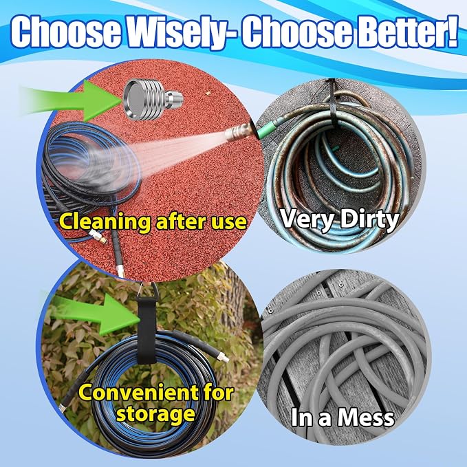 Sewer Jetter Kit for Pressure Washer(150FT),1/4" NPT Drain Cleaner Hose 5800PSI with 3 Sewer Jet Nozzles，Pearl Corsage Pin，Marking Ring,Spray Nozzle，Teflon Tape&Gloves